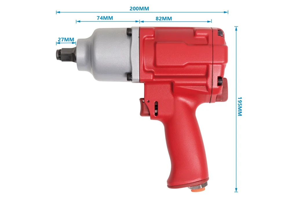 1/2 Zoll-Luft-Schlagschrauber mit dem Doppelhammer-Entwurf, hoher Streik-Frequenz, schneller Geschwindigkeit, Leichtgewichtler und langlebigem Gut passend für die Reparatur von Autos und den Abbau von Reifen